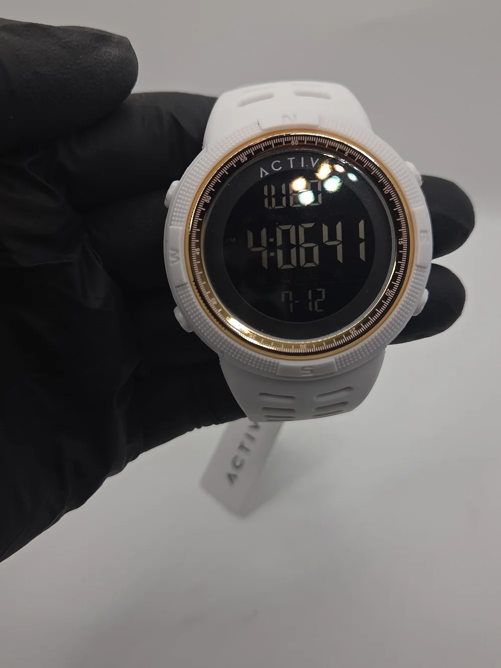 Ativa White Digital Sports Watch with Gold Accent